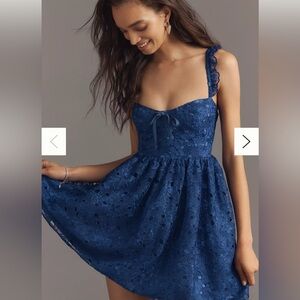 Elegant Blue Lace Dress By Anthropology